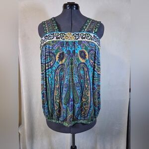 Free People Bohemian Paisley Print Women's Top In Large